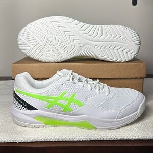 Asics White and Neon Green Athletic Shoes